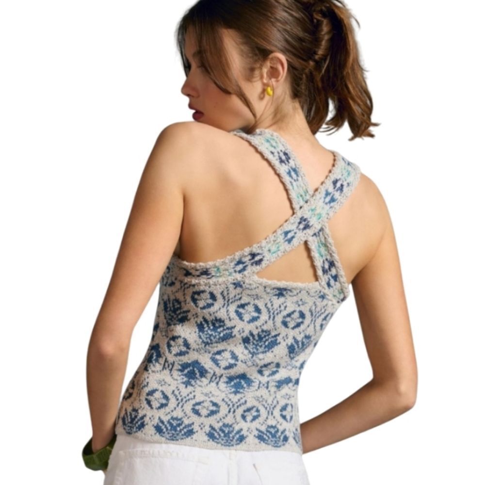 Anthropologie Pilcro Gray and Blue Knit Tank Top Size Small - Picture 2 of 11